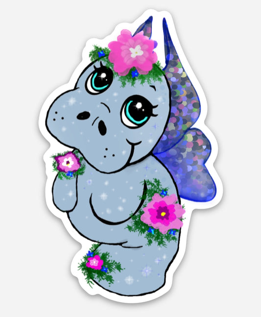 Glitter Manatee Fairy Vinyl sticker