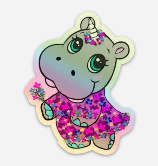 Holographic UniHippo Vinyl sticker