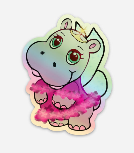 Holographic Hippo Fairy vinyl sticker